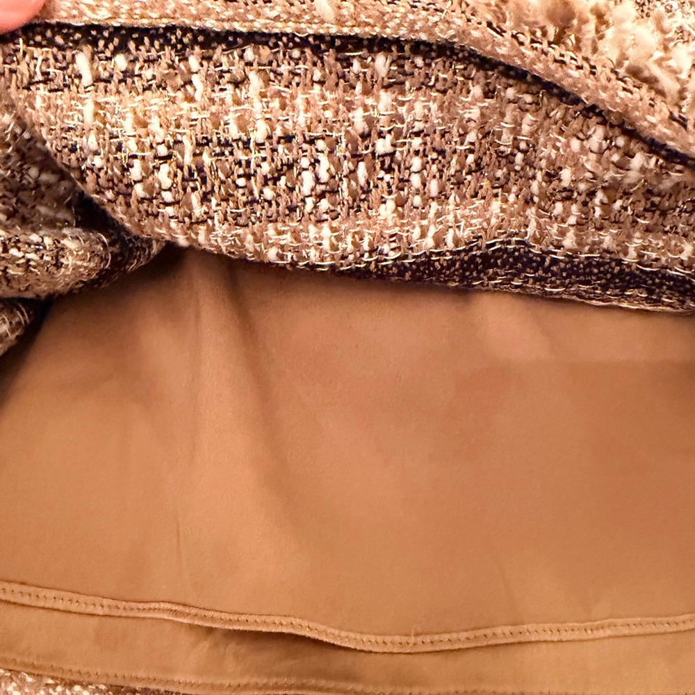LoveShackFancy Fringed Mini Skirt in Beige and Black - Picture 2 of 5
